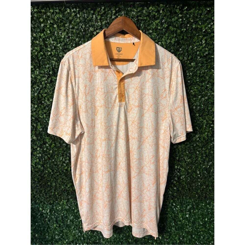 Graham Luxe Orange Polo Sz Large Golf Athletic Performance